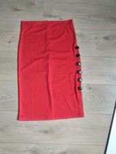 Damen Bleistiftrock rot mit Schlitz knielang NEU Gr. L