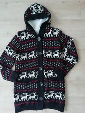 Mantel Kurzmantel Wintermantel schwarz S 36 38 Strickmantel Fellfutter Rentiere