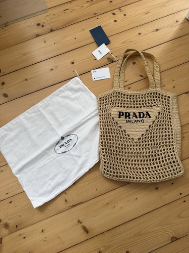 Prada raffia tote bag - raffia, natur