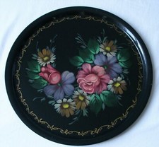 Lackmalerei! Metall-Tablett. Handgemalt! Durchmesser 28 cm! SCHÖNES GESCHENK!