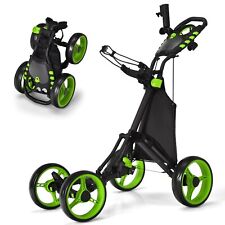 4-Rad Golftrolley Golfwagen Golfcaddy Golf Push Cart Schiebewagen Alu