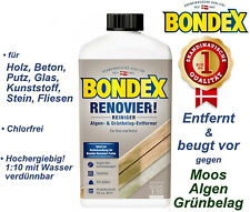 0,5L BONDEX Algen Grünbelag Moos Entferner RENOVIER! Reiniger Konzentrat f. Holz