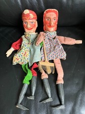 Dachbodenfund 2 sehr alte Handspielpuppen / Kasperlepuppen mit Holzköpfen