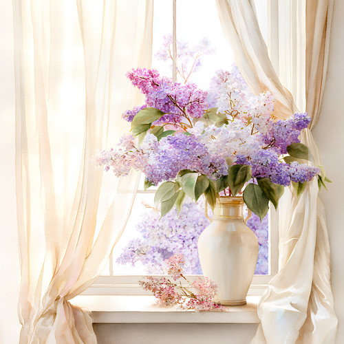 Wandbild fenster blumen - wandbild,