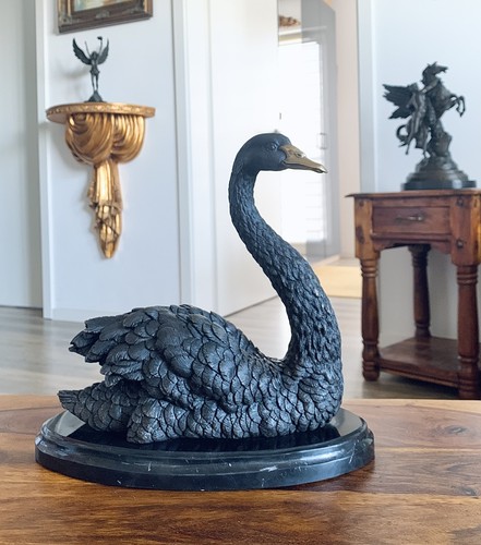 Bronzefigur schwan skulptur - bronzefigur,