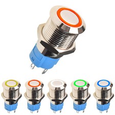 Drucktaster Druckschalter Edelstahl 12mm LED Beleuchtet 3V 6V 12V 24V