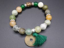 GOLDJUNGE69 GJ JADE BUDDHA  ARMBAND FENG SHUI 10mm KUGEL FLEX NEU