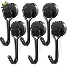 Magnethaken Extra Stark, 6Stück 16mm Neodym Magnet Hacken hält 10kg, Drehbar