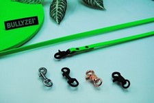 Bullyzei PVC Gummi Hundeleine 10mm Neon-Grün abwischbar Schleppleine Welpenleine