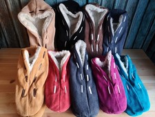 warme flauschige Puschen Hausschuhe Hüttenschuhe ABS 35-47 echt Leder