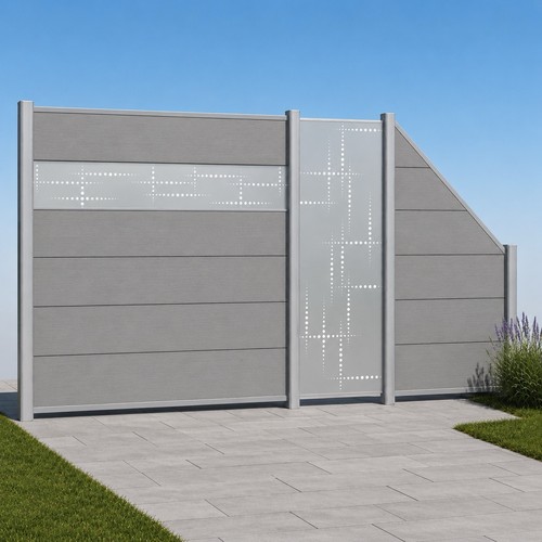 Wpc sichtschutzzaun grau - grau, xl