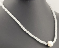 Herkimer Diamant Quarz Kristall Perle große Zuchtperle Sterling 925 Collier