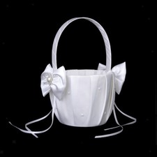 Weiß Hochzeitskorb Streukörbchen Blumenmädchenkorb Geschenkkorb mit Bowknot