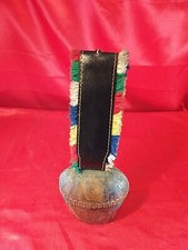 Antike Alte Kuhglocke Handgefertigt Lederband Prunkvolle Glocke (3086)