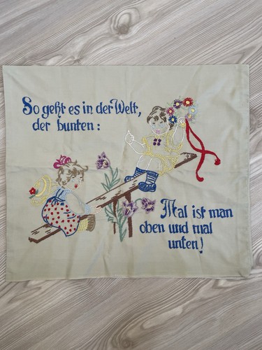 Kissenbezug antik handbestickt - kissenbezug,