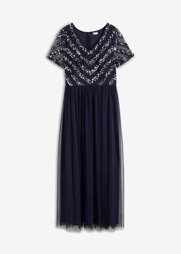 Maxi tüllkleid mit pailletten - maxi,