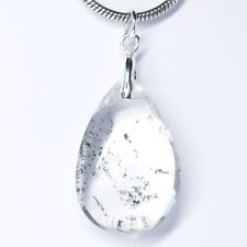 LODOLITH Chloritquarz Schamanenstein TROPFEN GL 38mm Anhänger 925 Silber SPLO18