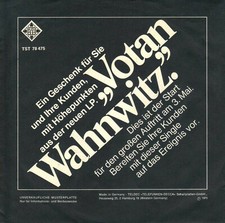 7" Udo Lindenberg – EP: Votan Wahnwitz +3 / Promotion / Germany 1975