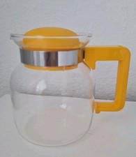 Glaskanne, Teekanne aus hitzebeständigem Glas, gelber Deckel