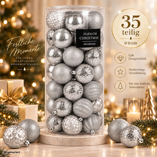 Weihnachtskugeln tlg ø6cm - 35-tlg,