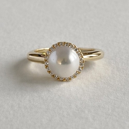 14k gelbgold perle ring - 14k,