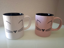 Katzentasse 2er Set Kaffetasse Kaffeebecher Katzengesicht Catlover