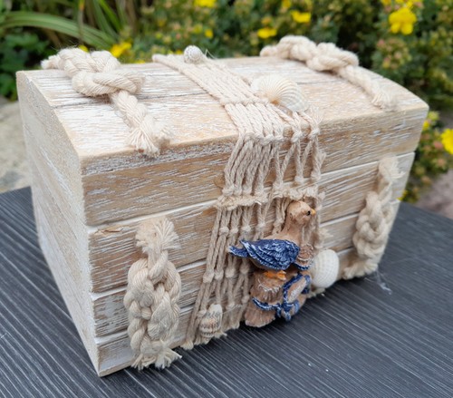Schatzkiste holz möwe netz - schatzkiste,