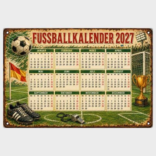 Blechschild fussballkalender - blechschild,