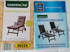 TERASSENLIEGE-Garten + Polster-Auflage v Gardenline Liege 192x73,5x41 Faltbar.