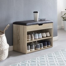 Schuhbank 60x40x30cm Garderobenbank Holz Sitzbank Kunstleder Flurbank Schuhtruhe