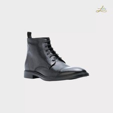 Paul Smith Stiefeletten - schwarzes Leder, Schnürdesign, Größe 42