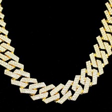 Iced Diamond  Kette Halskette massiv Edelstahl Silber Legierung NEU