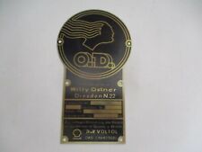 Typenschild Schild Willy Ostner Dresden OD