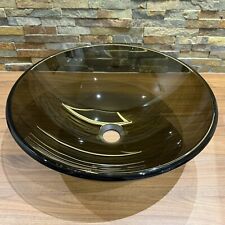 Dune Ceramics Glas-Waschschale, Rund, Transparent, Schwarz, - 42 x 15 cm