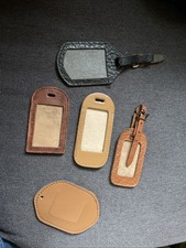 5 alte Kofferanhänger,Gepäckanhänger,Namensschild,Adressschild, echtes Leder