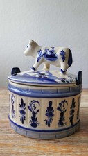 Wunderschönes Butterfass Keramik handbemalt Delft Blue D 11cm H ca. 7cm