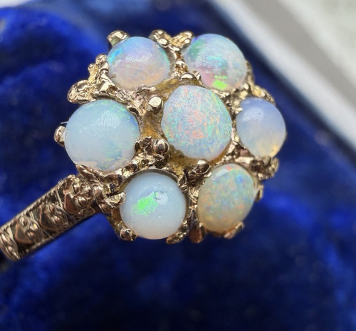 Ring antik 375 - antik,, opale