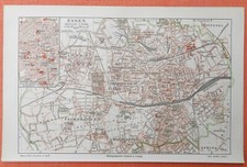ESSEN Burg Platz Krupp Altendorf  historischer Stadtplan 1904 City Map