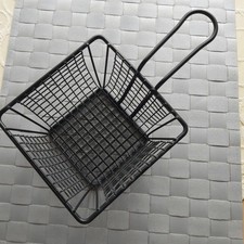 Pommes Frites Servierkörbchen schwarz Edelstahl gebraucht 12 Stück