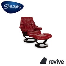Stressless Reno Leder Sessel Rot manuelle Funktion inkl. Hocker