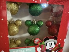 9er Set Disney Micky Maus Weihnachtskugeln Gold grün rot