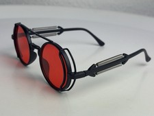 Steampunk Retro Rundbrille rot