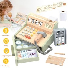 Kinder Kasse aus Holz - inkl. Zubehör Scanner, Spielkasse Kaufladen für Kinder