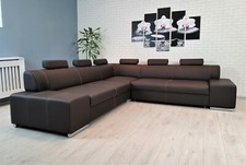 Echtleder Ecksofa Wohnlandschaft sehr dickes Leder  verstellbare Kopfstützen