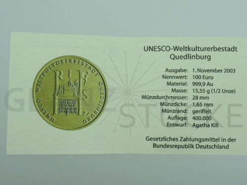 100 euro goldmünze 2003 - euro,