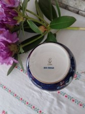 Vase W 1764 Wallendorf Kobaltblau Goldrand Goldglitter 16,5 /9,5cm #042 bauchig