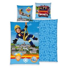 Feuerwehrmann Sam Bettwäsche Set 135 x 200 cm + 80 x 80 cm blau neu