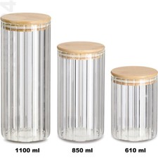 Vorratsgläser Vorratsbehälter Vorratsdose Vorratsglas Glas Bambus Deckel rund