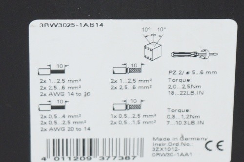 Siemens 3rw3025 1ab14 - siemens, 3rw3025-1ab14