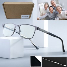 2x Herren Metall Rechteck Federscharnier Lesebrille 1,0 1,5 2,0 2,5 3 3,5 4 AT+